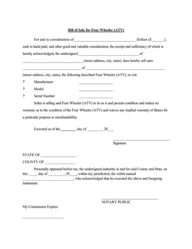 Bike Bill of Sale Kind