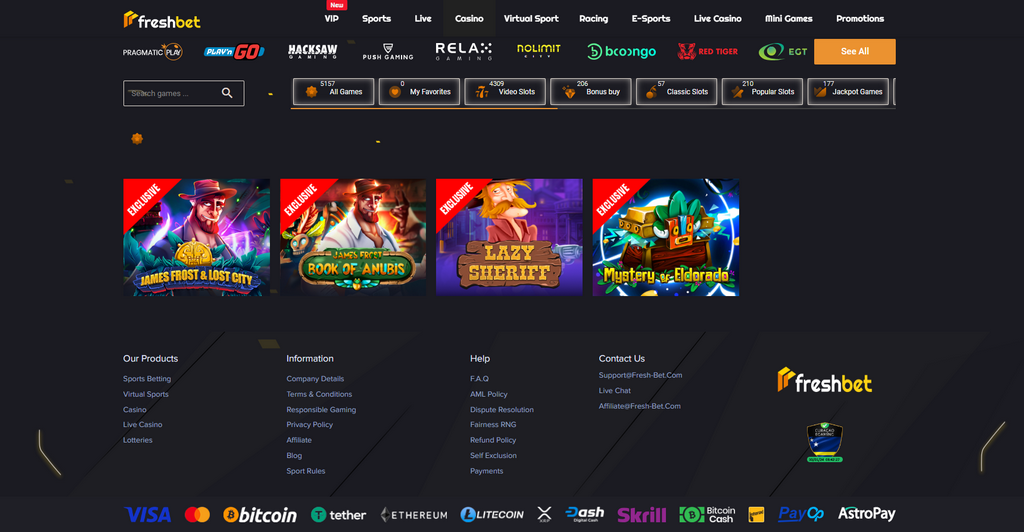 Site officiel Freshbet Casino & Paris sportifs